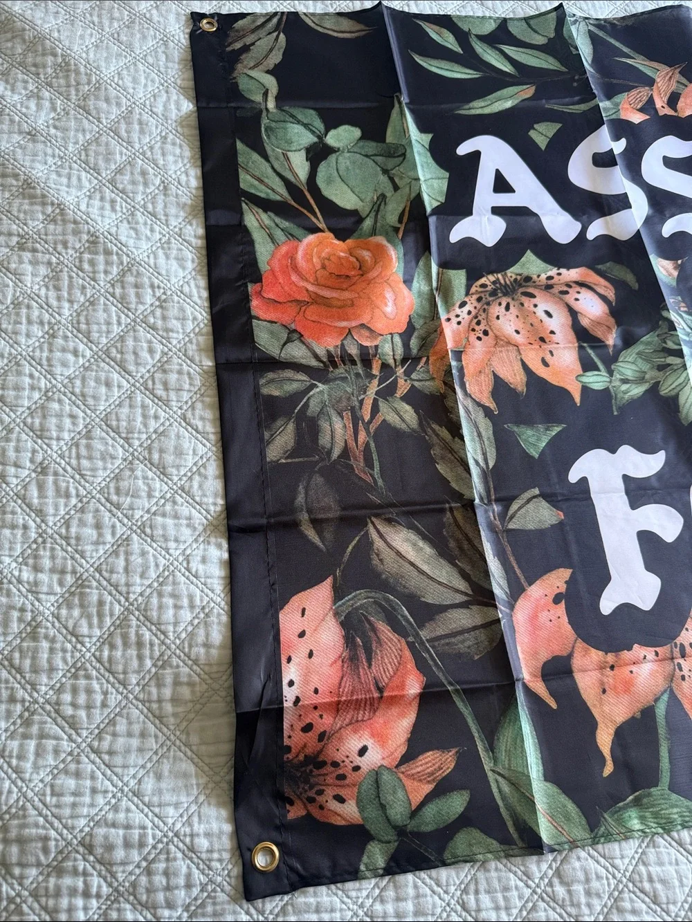 Assholes Live Forever Floral Graphic Tapestry